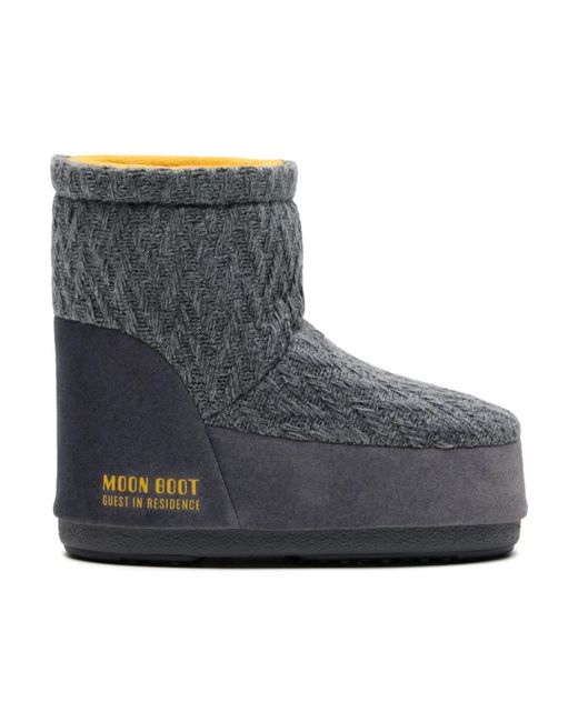 Moon Boot Gray Knit Ankle Boots