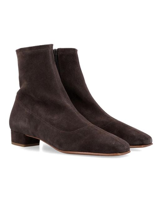 By Far Brown Este Square-Toe Ankle Boots