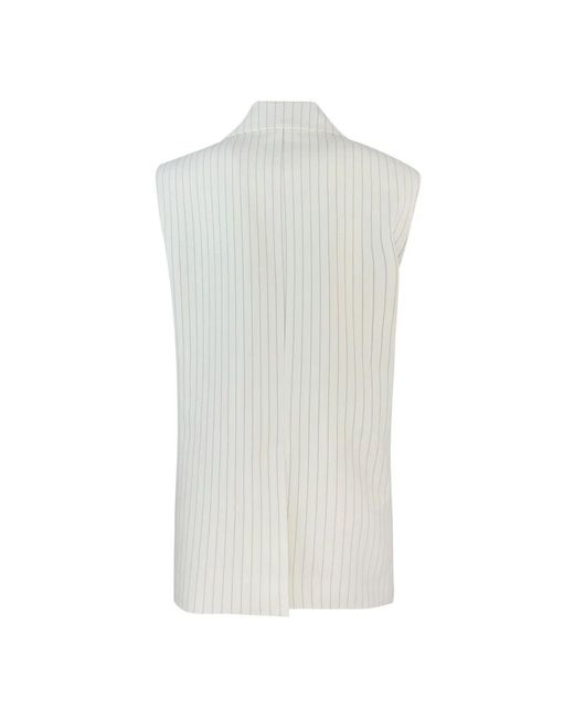 P.A.R.O.S.H. White Oversized Doppelreihige Wollweste