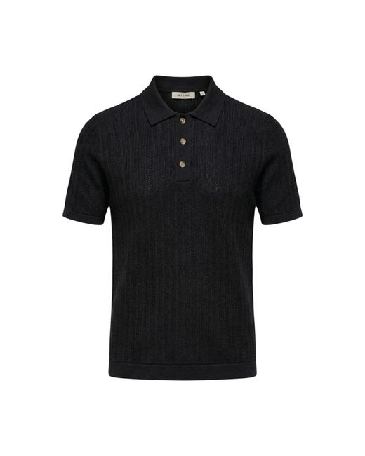 Only & Sons Black Polo Shirts for men