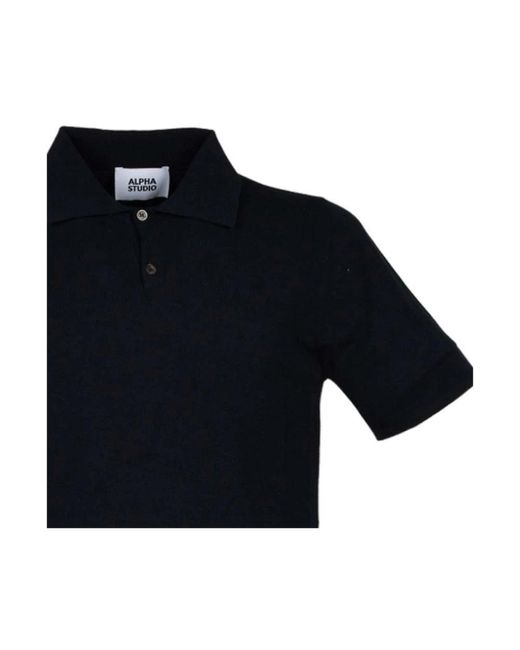 Alpha Studio Black Polo Shirts for men