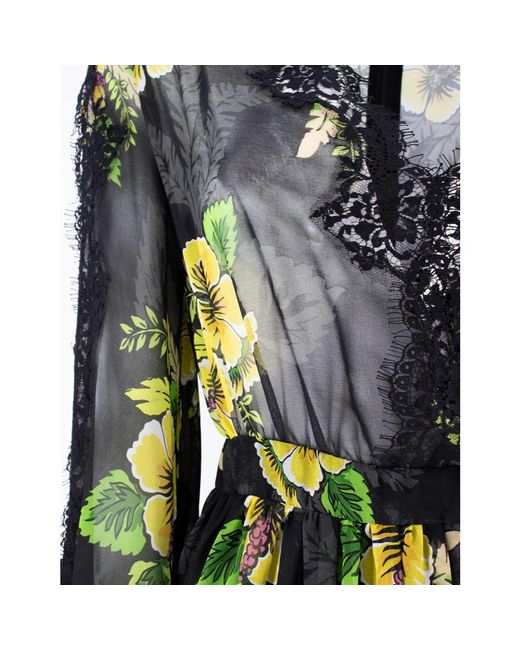 Ermanno Scervino Green Blumenmuster langes kleid v-ausschnitt