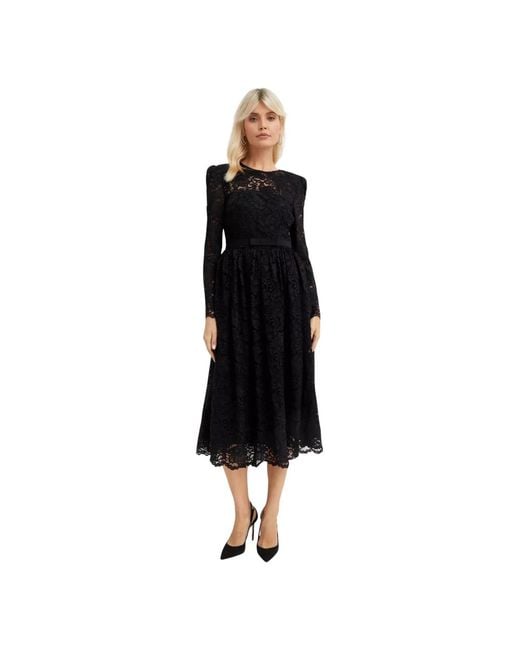 Self-Portrait Zwarte Kant Midi Jurk in het Black