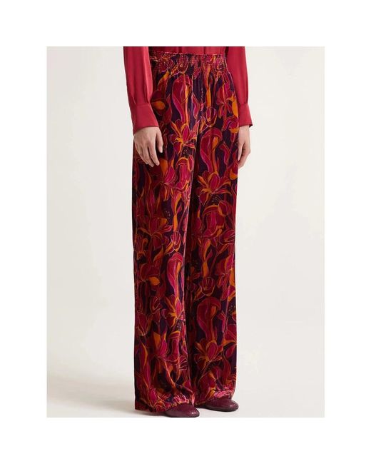 Maliparmi Broeken ,Veelkleurig ,Bordeaux Roze Stijlvolle Broek in het Red