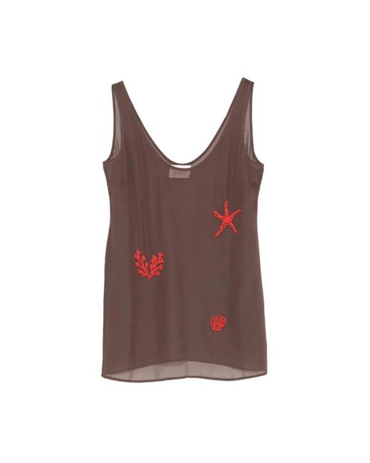 Mc2 Saint Barth Brown Sleeveless Tops
