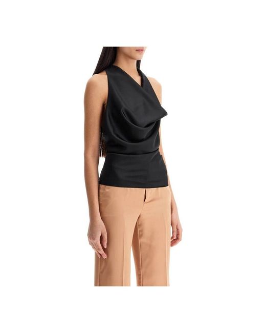 ANDAMANE Black Gedraperter satin ärmelloses top