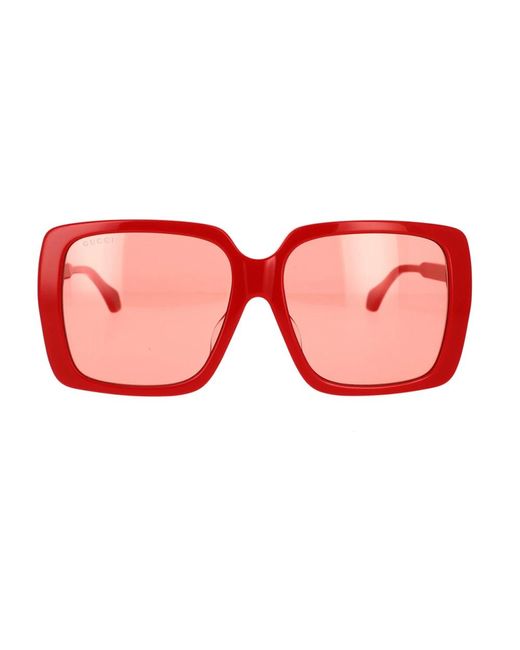 Gucci Red Rote oversize lucido sonnenbrille