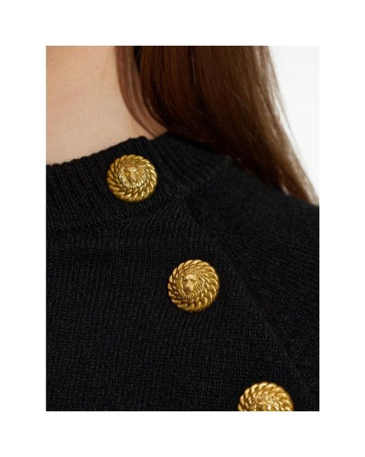 Balmain Black Round-Neck Knitwear