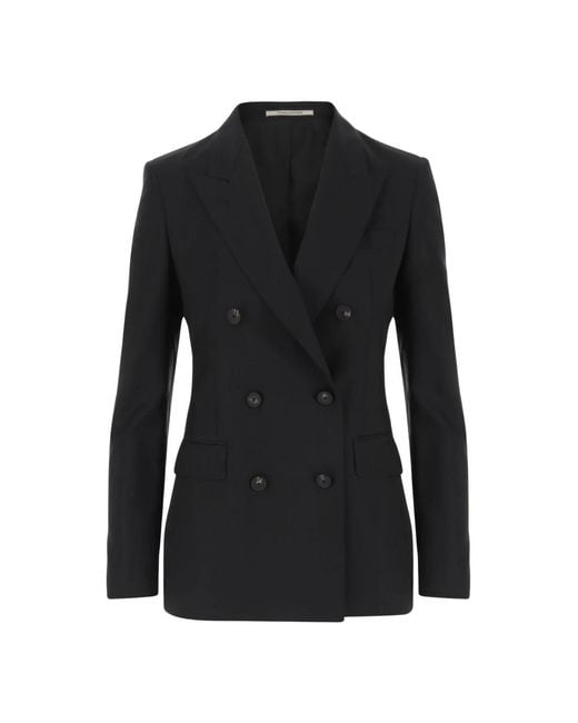 Tagliatore Stretch Wool Double-Breasted Jacket in het Black