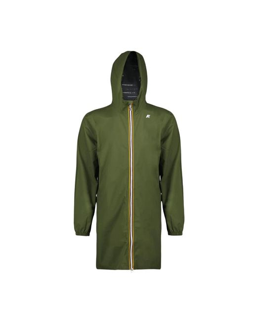 K-Way Jassen ,Groen ,Polyester Eco Stretch Dot Lange Jas in het Green voor heren