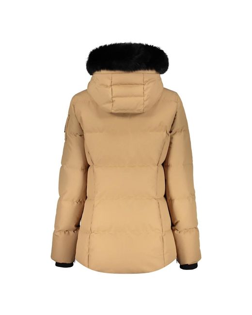 Moose Knuckles Jassen ,Polyester Gewatteerde Jas Met Bontkraag in het Natural