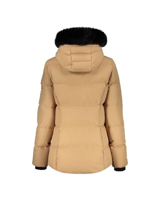 Moose Knuckles Jassen ,Polyester Gewatteerde Jas Met Bontkraag in het Natural