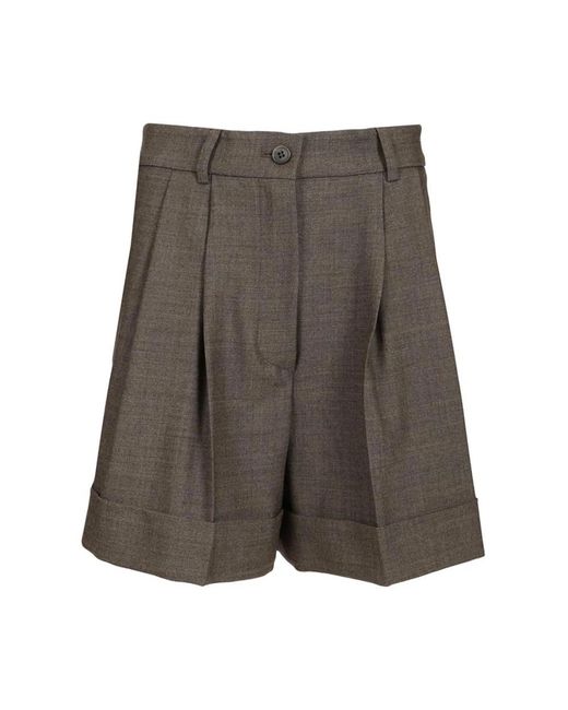 P.A.R.O.S.H. Wool Blend Pleated Shorts in het Gray