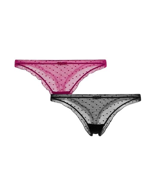 Braguitas de bikini bordadas a lunares John Richmond de color Purple