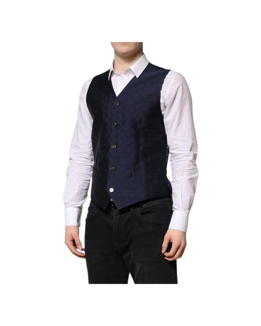 Dolce & Gabbana Blue Waistcoats for men