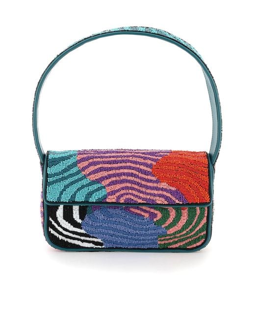 STAUD 'toile De Pup' Tommy Beaded Shoulder Bag Pink,red,green Technical
