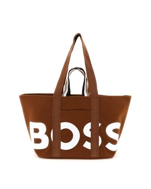 BOSS by HUGO BOSS Synthetic 'deva' Tote Bag in Brown Lyst
