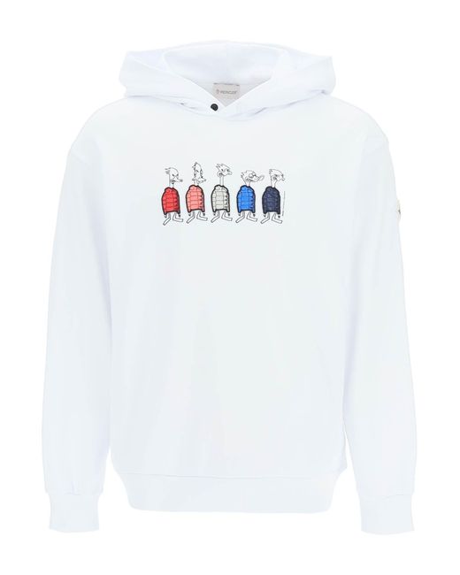 Moncler Cotton Basic Mascot Hoodie With Puffer Jacket Patches in White ...