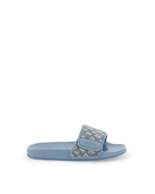 Jimmy Choo Rubber Slides With Logo in Blue | Lyst