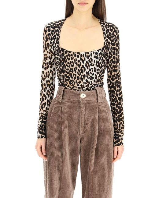 Leopard print bodysuitGanni di Materiale sintetico Donna Abbigliamento da Lingerie da Body 
