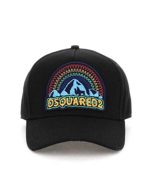 DSquared² Baseball Cap With Embroidered Logo Patch in Black for Men | Lyst