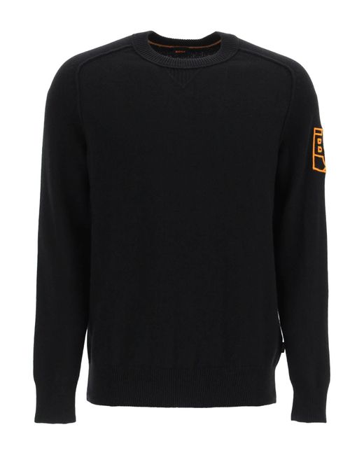 BOSS by HUGO BOSS Shaken Logo Embroidery Sweater in Black for Men | Lyst