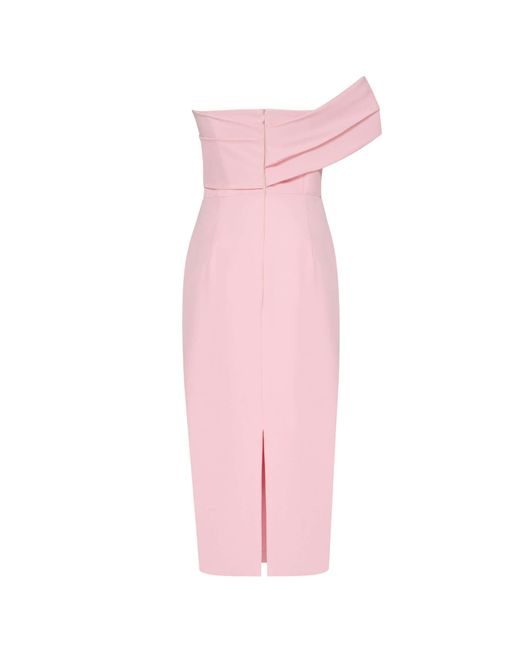 Millà Pink Classy Midi Dress With Open Neckline