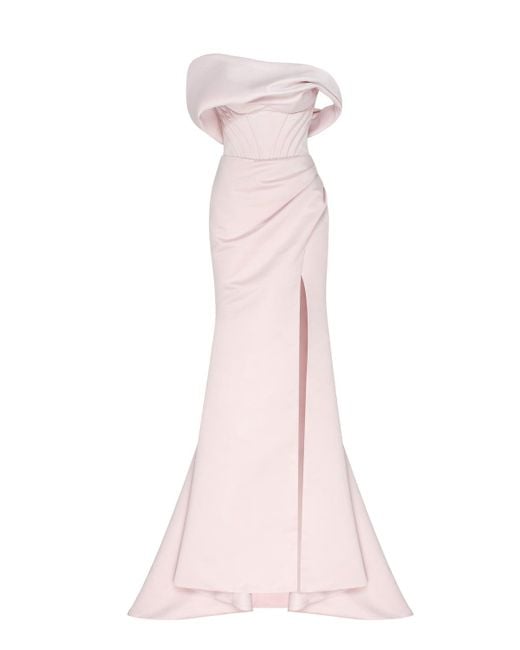 Millà Pink Princess Strapless Gown With Thigh Slit