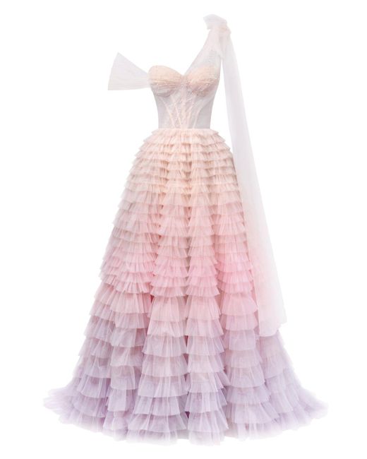 Millà Pink Charming Ball Gown With The Frill-Layered Ombre Ma