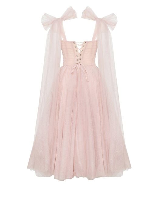 Millà Pink Sparkly Off-The-Shoulder Tulle Dress