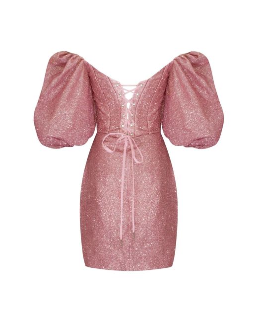 Millà Pink Rose Cute Mini Dress With Doll Sleeves