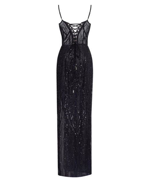 Millà Black Astonishing Sequined Maxi Gown On Spaghetti Straps