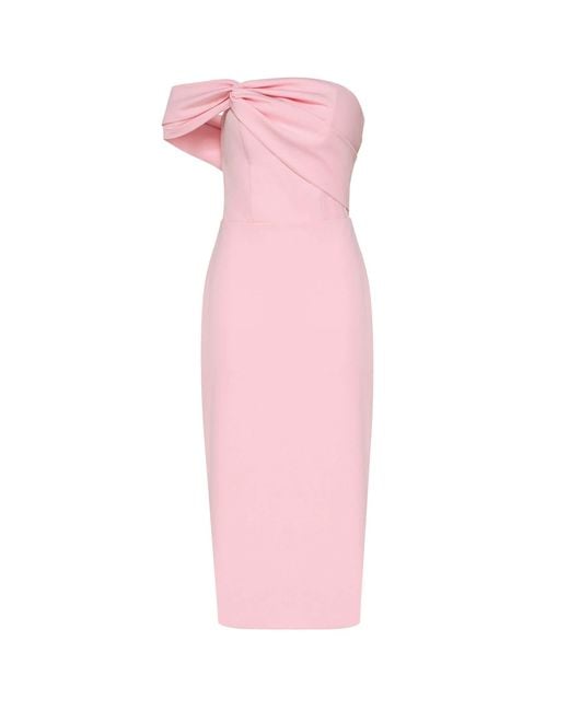 Millà Pink Classy Midi Dress With Open Neckline