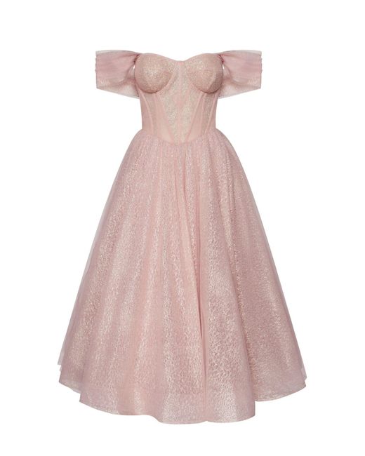 Millà Pink Sparkly Cocktail Midi Tulle Dress