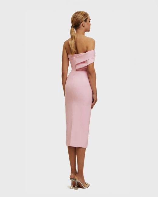 Millà Pink Classy Midi Dress With Open Neckline