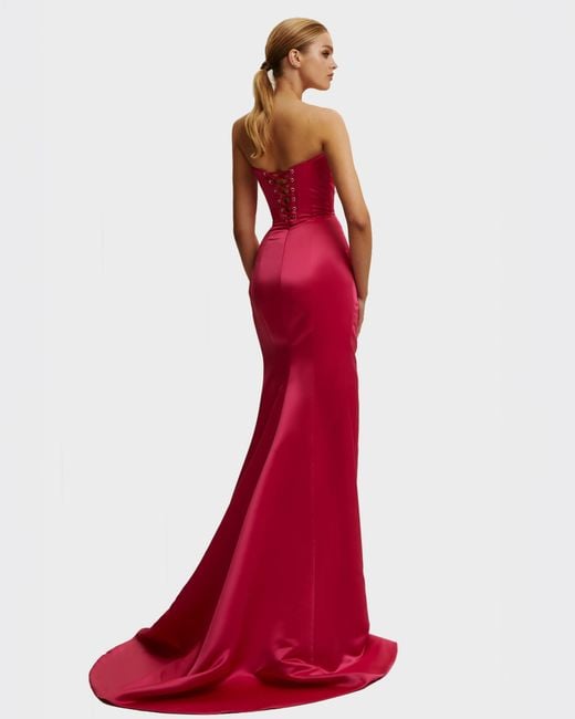 Millà Pink Strapless Evening Gown With Thigh Slit