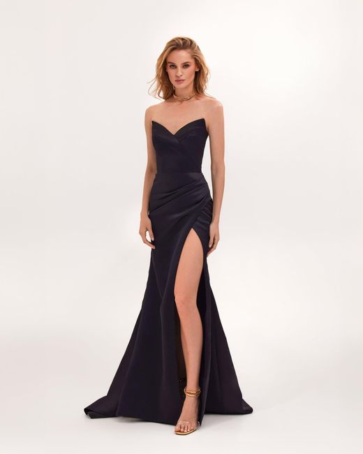 Millà Black Strapless Evening Gown With Thigh Slit