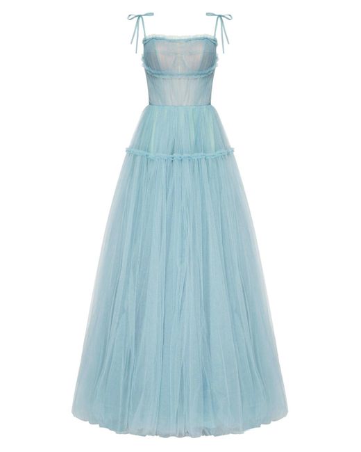 Millà Blue Tie-Straps Tulle Prom Dress