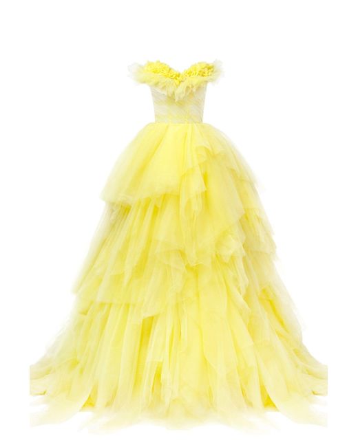 Millà Yellow Fairytale Frill-Layered Maxi Dress