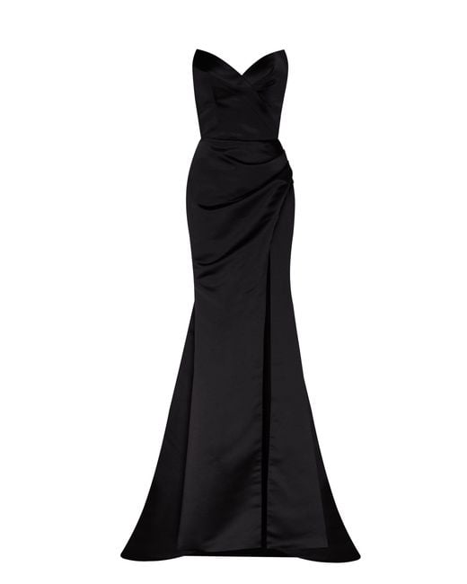Millà Black Strapless Evening Gown With Thigh Slit