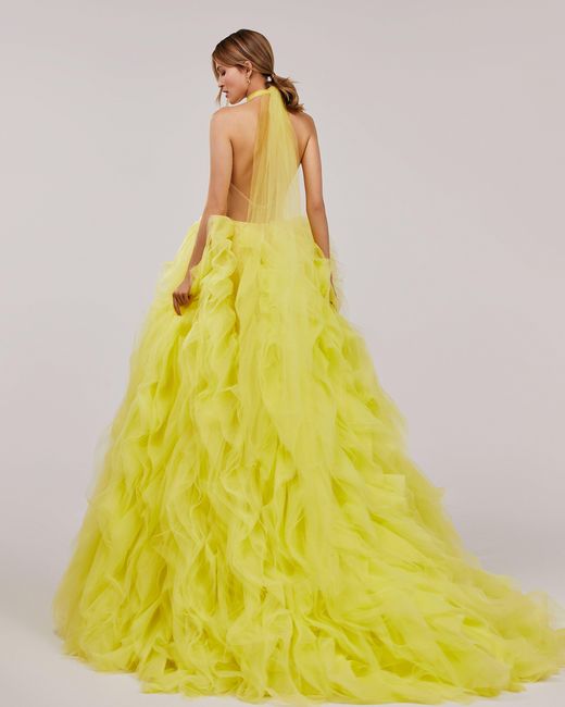 Millà Yellow Turtleneck Festive Evening Gown