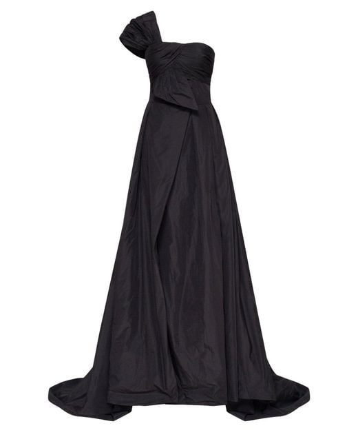 Millà Black Taffeta Evening Gown With A High Slit And On
