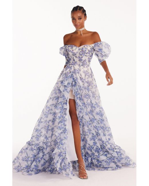 Millà Blue Hydrangea Maxi Princess Dress