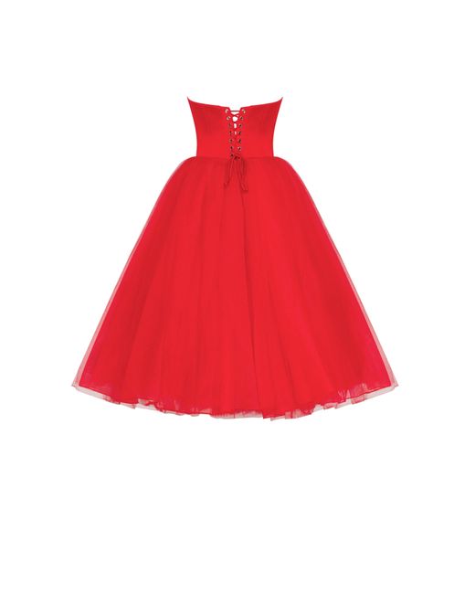 Millà Red Dramatic Organza Dress Adorned With 'S Si