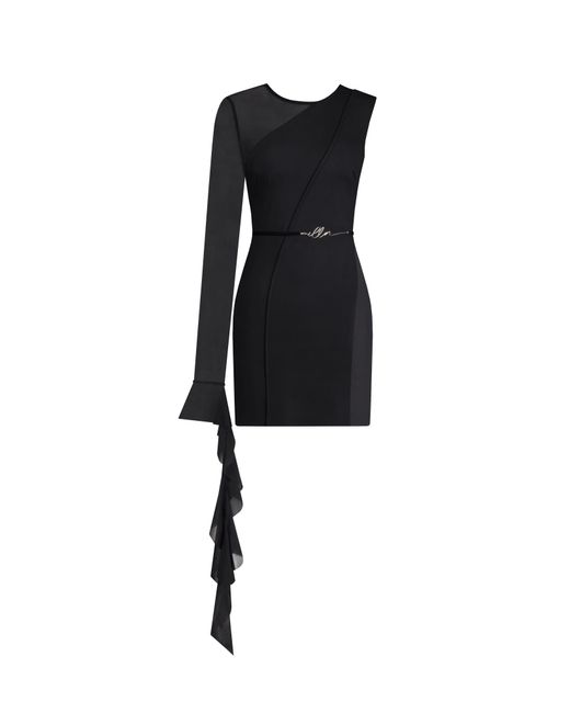 Millà Black Astonishing One-Shoulder Mini Dress With Sheer Ins