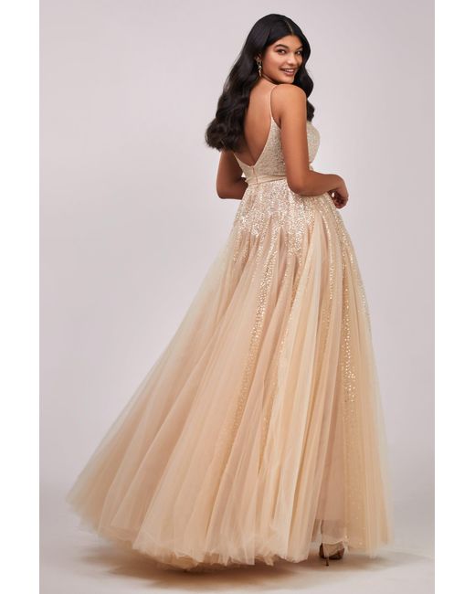 Millà Natural Fitted Maxi Tulle Dress Sprinkled With Glitt