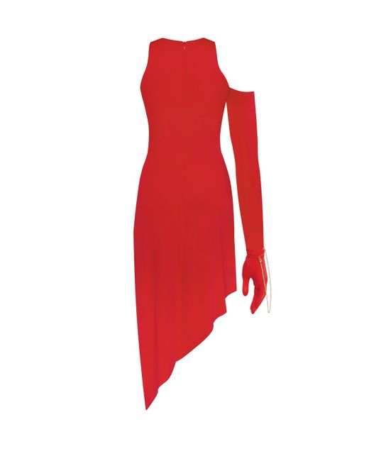 Millà Red Jaw-Dropping Asymmetric Midi Dress, Xo Xo