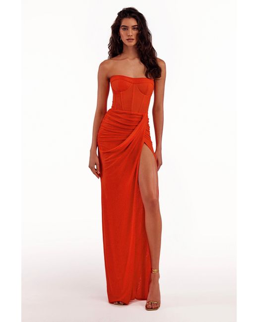 Millà Red Blazing Off-The-Shoulder Maxi Dress