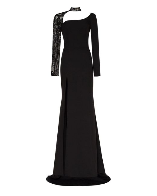Millà Black Trumpet Gown With Detachable Sleeve