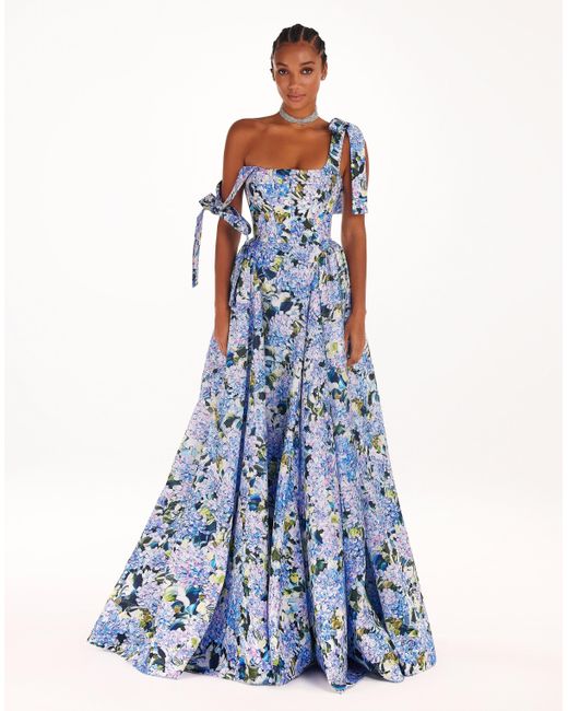 Millà Blue Hydrangea Strapped Maxi Dress